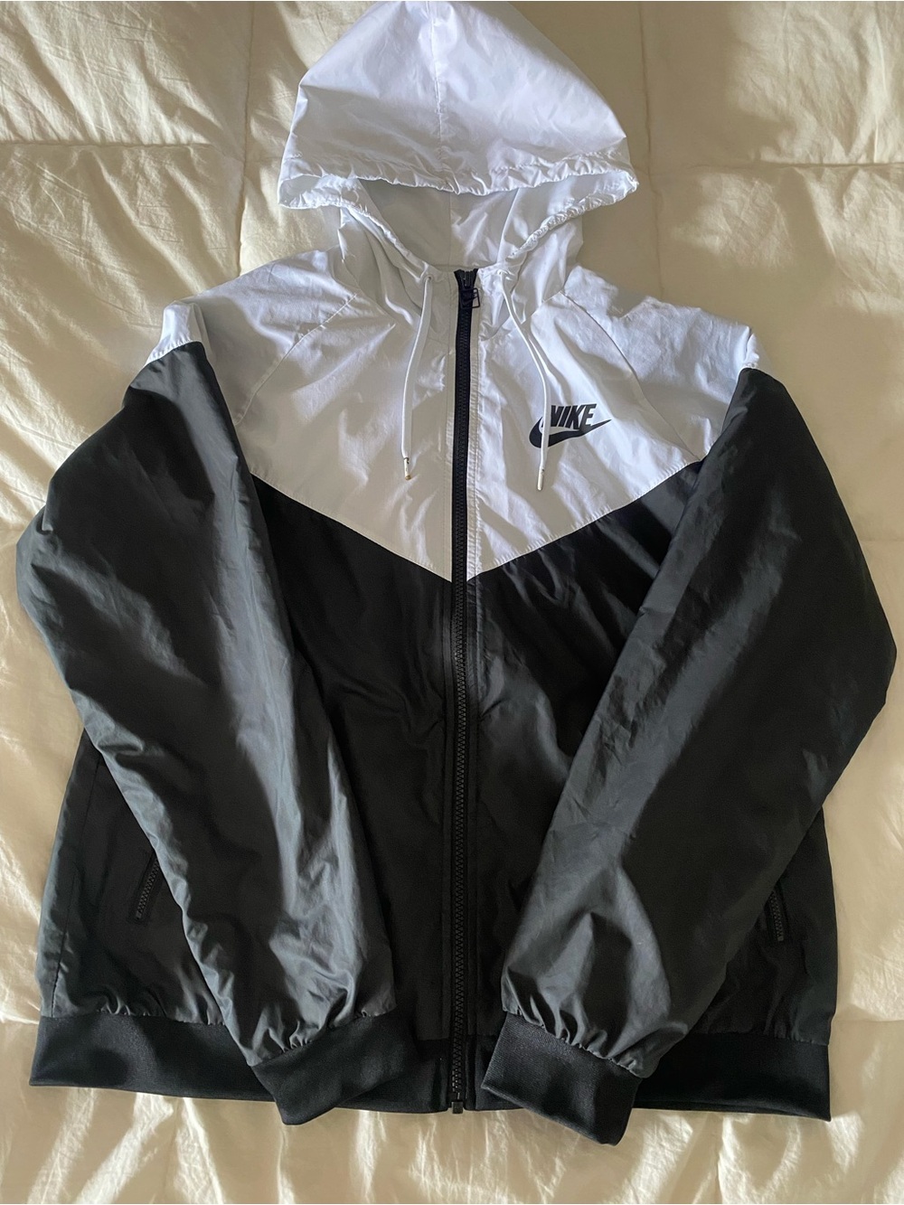 Nike Black and White Hooded Windbreaker Jacket
